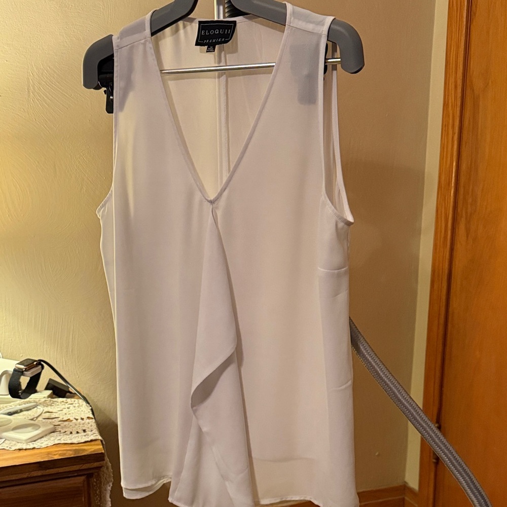 Eloquii White Asymmetrical Sleeveless Blouse. Size 14. Like new.